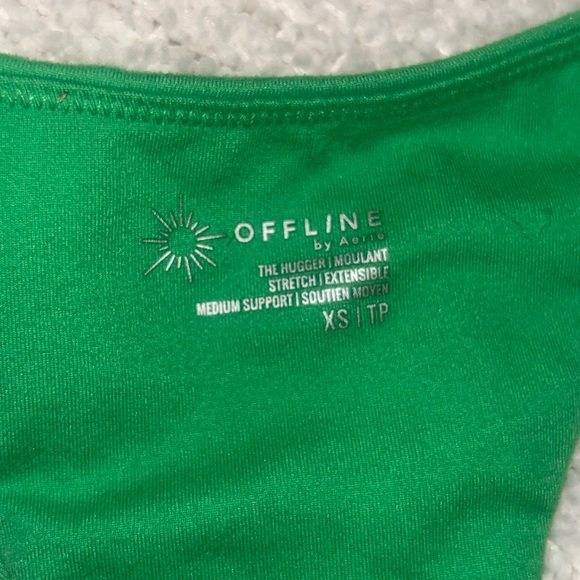 GREEN aerie by offline athletic crop top with built in bra!! - Picture 2 of 3